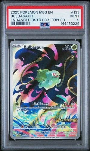 2025 POKEMON MEG EN-MEGA EVOLUTION ENHANCED BOOSTER BOX TOPPER BULBASAUR PSA 9