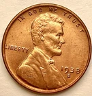 1938-S  Choice BU Uncirculated Red RD - Lincoln Wheat Cent ~ B737