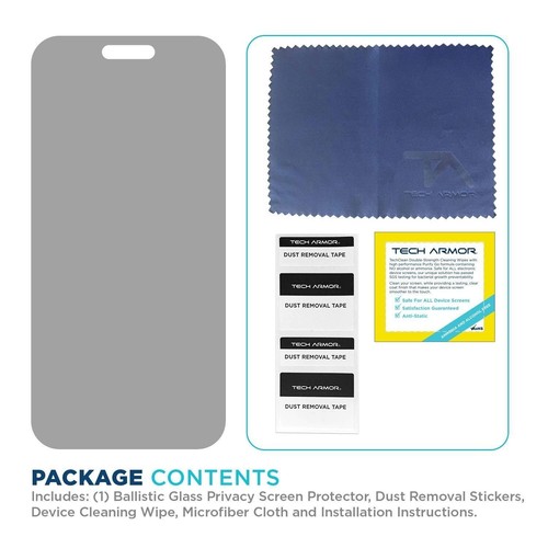 Tech Armor Privacy Glass Screen Protector for iPhone 15 6.1 Inch - 1 Pack - Picture 7 of 7