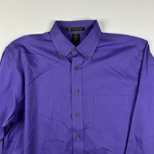 Harriton Button Down Shirt Size Large Long Sleeve Purple