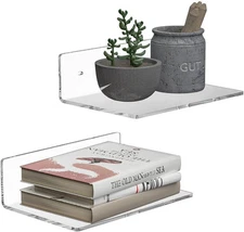 9 Inch Clear Wall Shelf, Acrylic Small Floating Shelf for Wall, 9 Inch, 