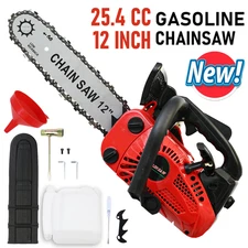 Gas Top Handle Chainsaw with 12'' Bar Chain 2-Stroke Engine Cut Tree Wood 25.4cc
