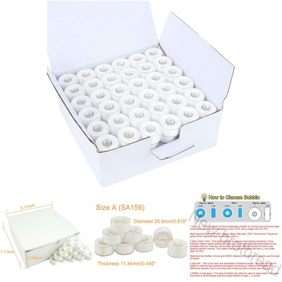 144pcs White 60S/2 Prewound Bobbin Thread Size A Embroidery Sewing Machine