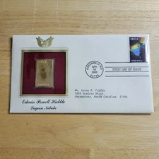 Edwin Powell Hubble Lagoon Nebula 22kt Gold Replica Stamp 1st Day Issue w/card