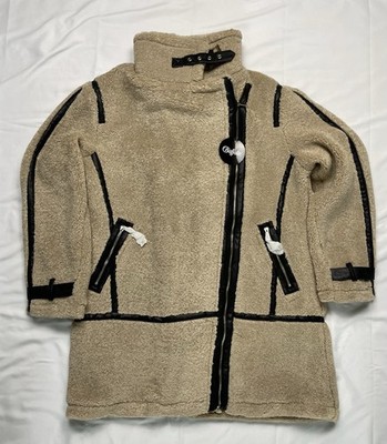 Buffalo Teddy Mantel Damen   Beige, Größe 44, Kunstleder Details, Neu mit Etiket