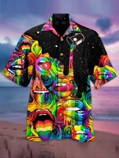 Candy Lips LGBT Hawaiian Shirt Unisex Full Size Adult Colorful HW2348