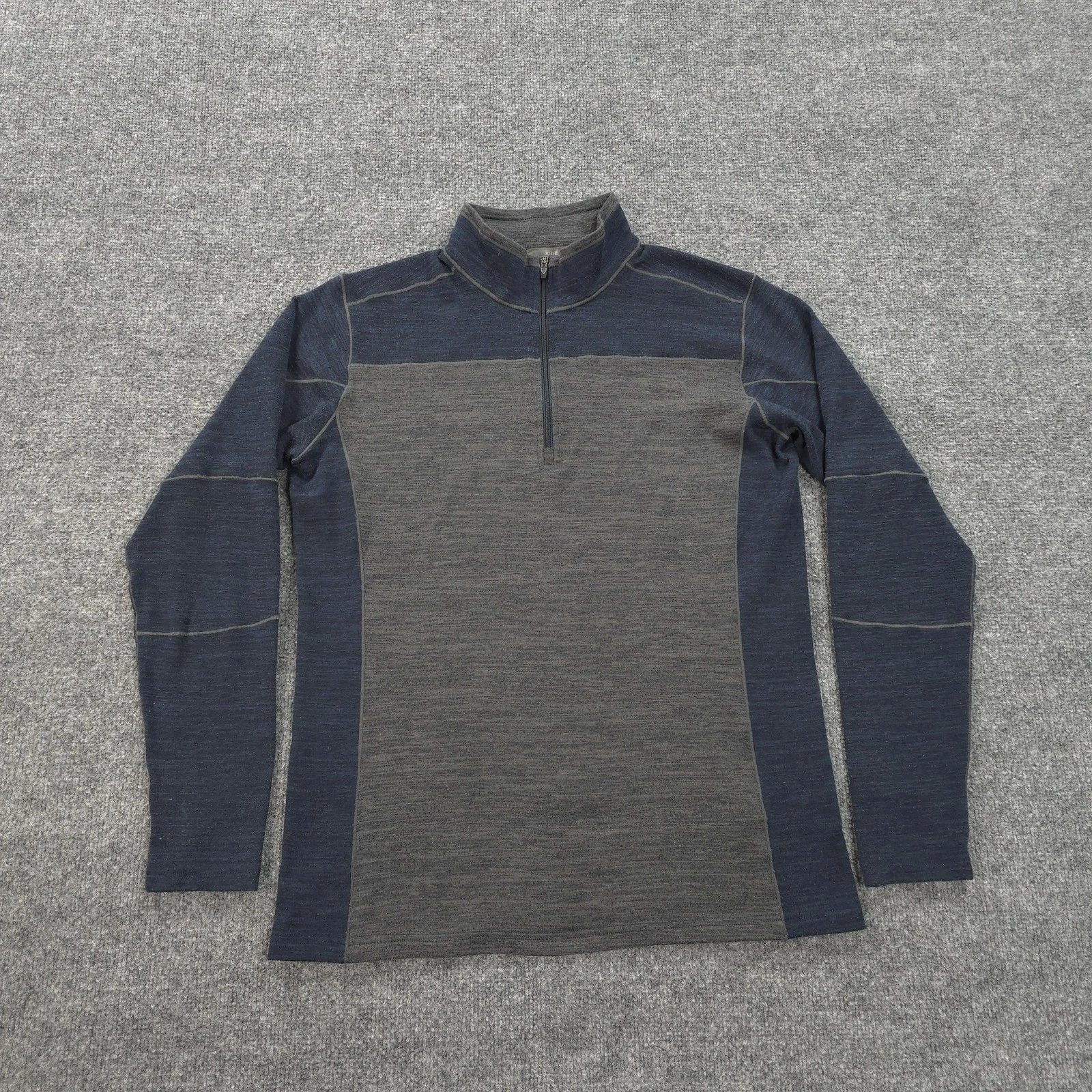 Kuhl Shirt Mens Medium Blue Gray Ryzer 1/4 Zip Performance Hiking Camp Outdoors