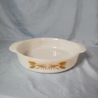 Fire King 8" Round Casserole Dish Golden Wheat Milk Glass Pre Owned Vtg White