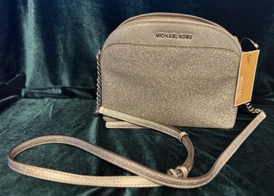 NWT Michael Kors Silver Shimmer Emmy Medium Crossbody 