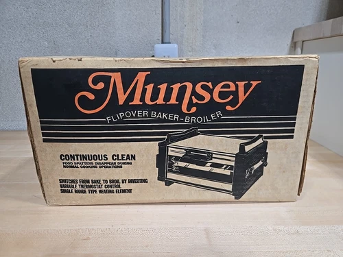 Vintage Munsey Flipover Baker-Broiler Model 7602 Sealed Original Box Bake Broil