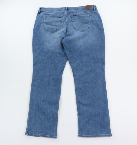 Lee Jeans Women's 20M Regular Fit Straight Leg Mid-Rise Medium Wash Blue Stretch - Picture 2 of 12