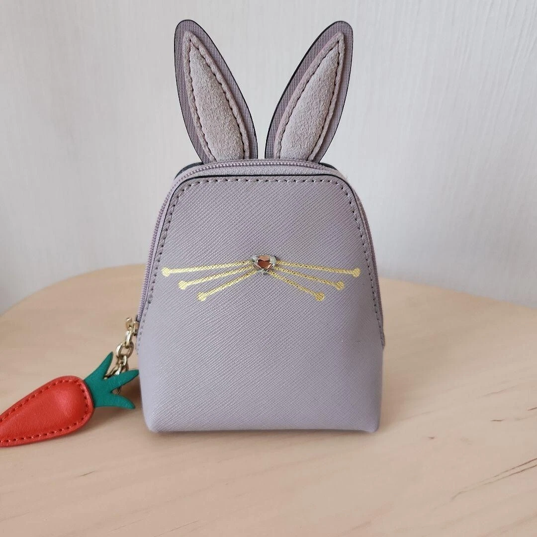 Leather Rabbit with Carrot Coin Purse with strap