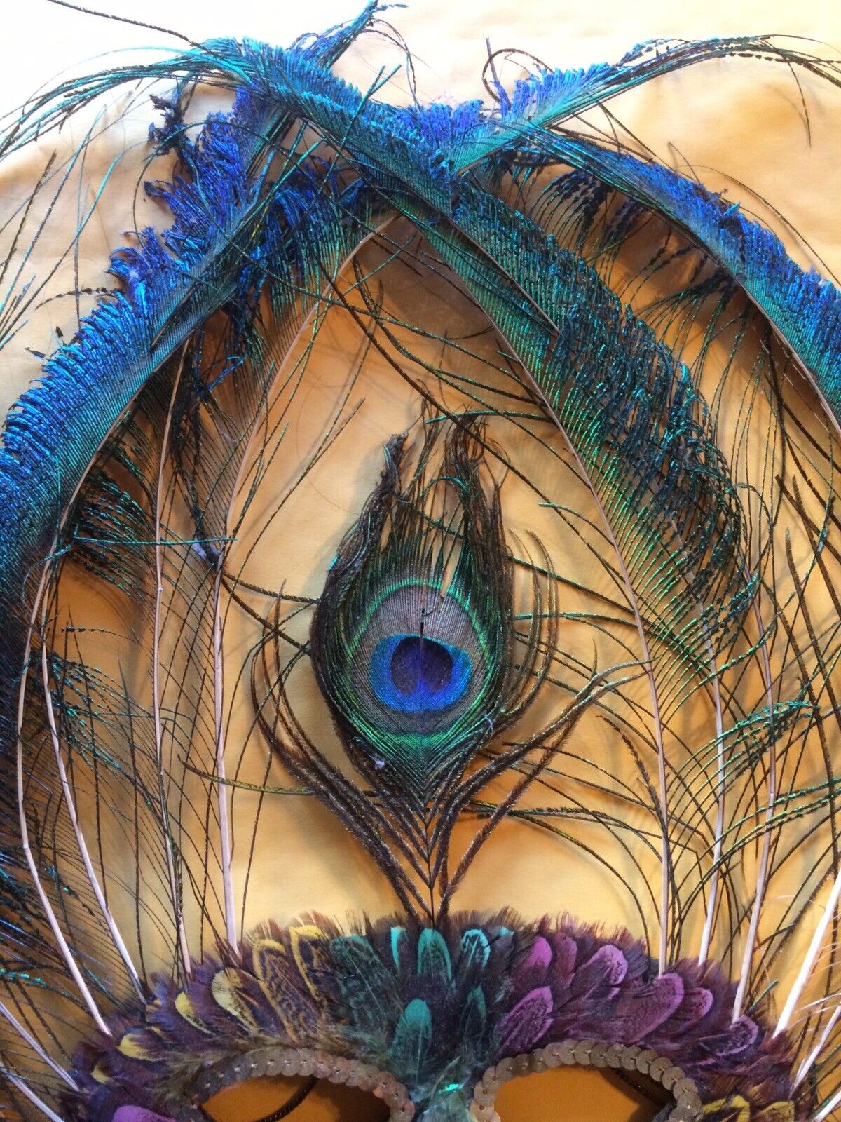 Feathered Mask - Blue, Green, Purple and Gold Col… - image 4