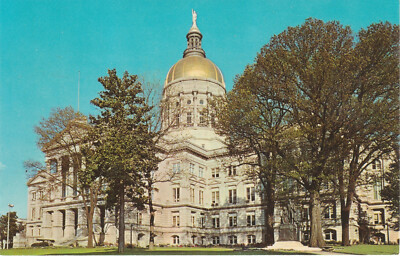 State Capitol Building Atlanta Georgia Trees Blue Sky Gold Dome Postcard