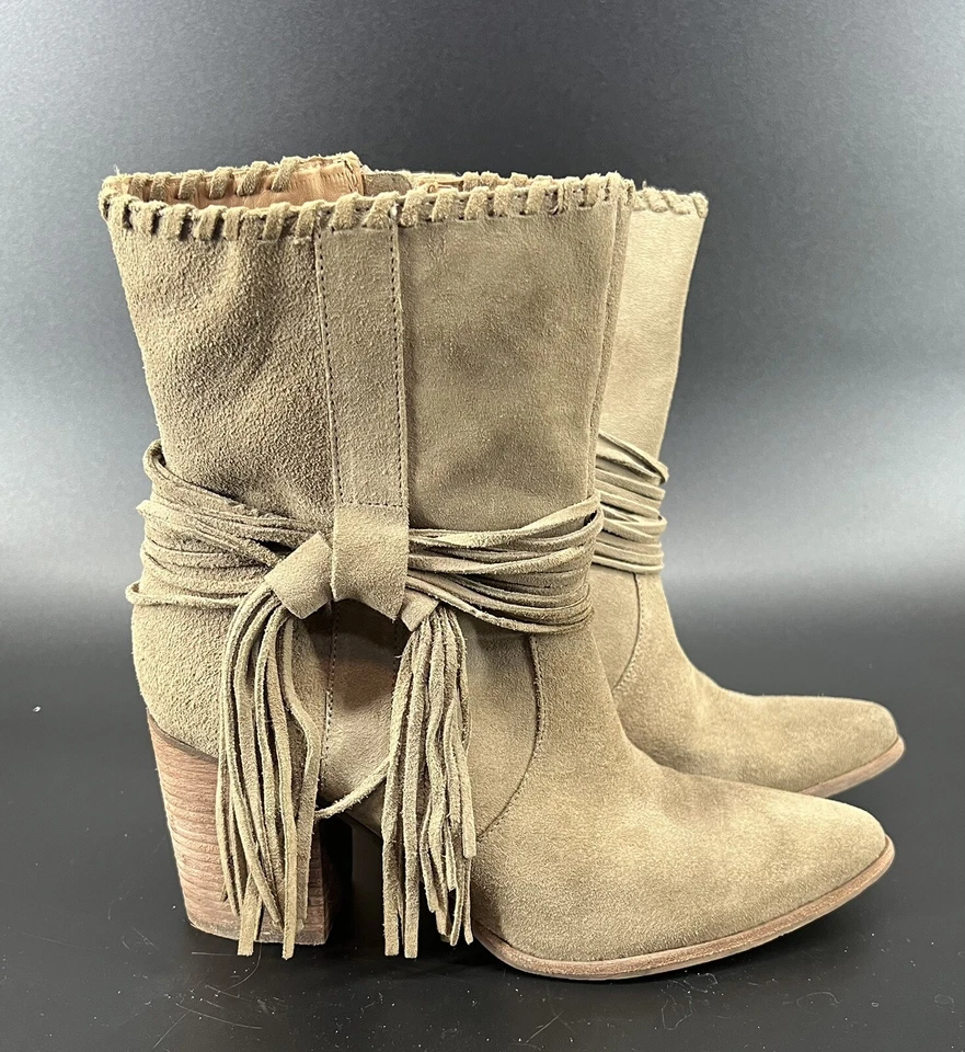 Botines Chocolat Blu Azzo gamuza topo borlas interior cremallera pelo de becerro 39, 8,5 Foto 2 de 4