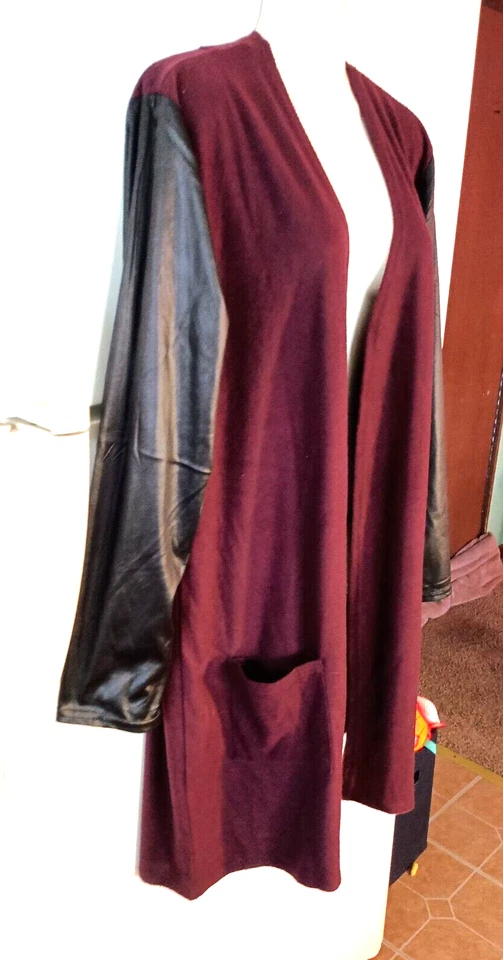 NUEVA CHAQUETA PLUMERO CÁRDIGAN ABIERTO MANGA LARGA LAVANDERÍA FRANCESA CON BOLSILLOS TALLA 1X Foto 3 de 4