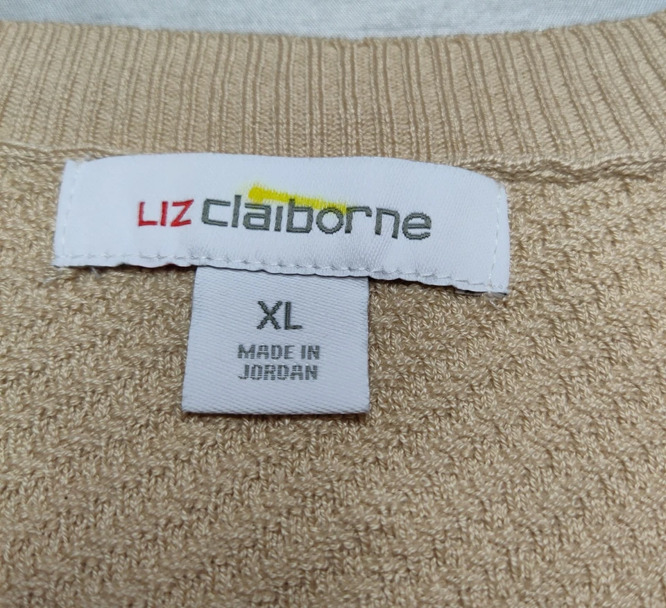 Liz Claiborne Womens XL Beige Sleeveless Pullover Sweater Lightweight Vest NEW - Image 3 of 4