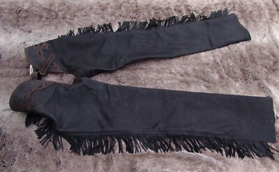 Chaps Gr. S mit Fransen schwarz Glattleder Western Reiten Profi Showchap Comanch