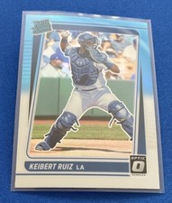 2021 Donruss Optic Carolina Blue & White #52 Keibert Ruiz RC Los Angeles Dodgers