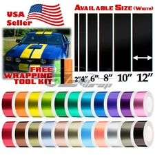 Gloss Metallic Racing Stripes 10/20 Feet Long Vinyl Wrap Candy Rally Sticker