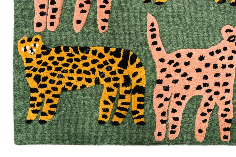 Catwalk Dark Green Hand Tufted 100% Wool Soft Area Rug Carpet. - Image 4 of 4