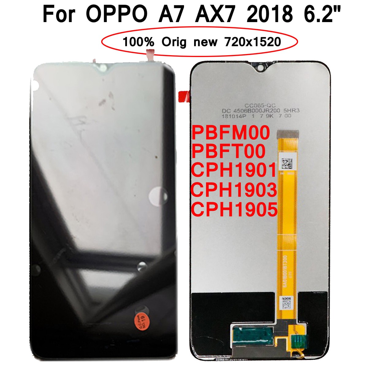 For OPPO A7 AX7 PBFM00 PBFT00 CPH1901 CPH1903 CPH1905 LCD Display 