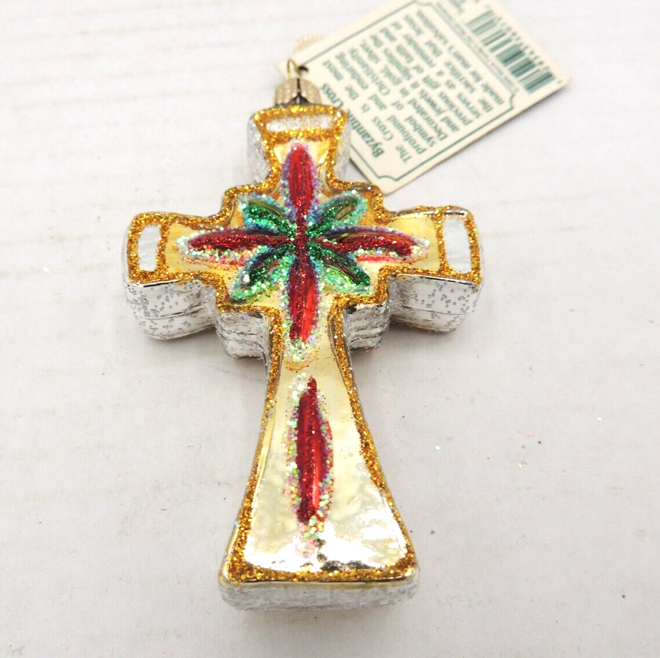 Old World Christmas Byzantine Cross Ornament Glass Glitter Vintage eBay