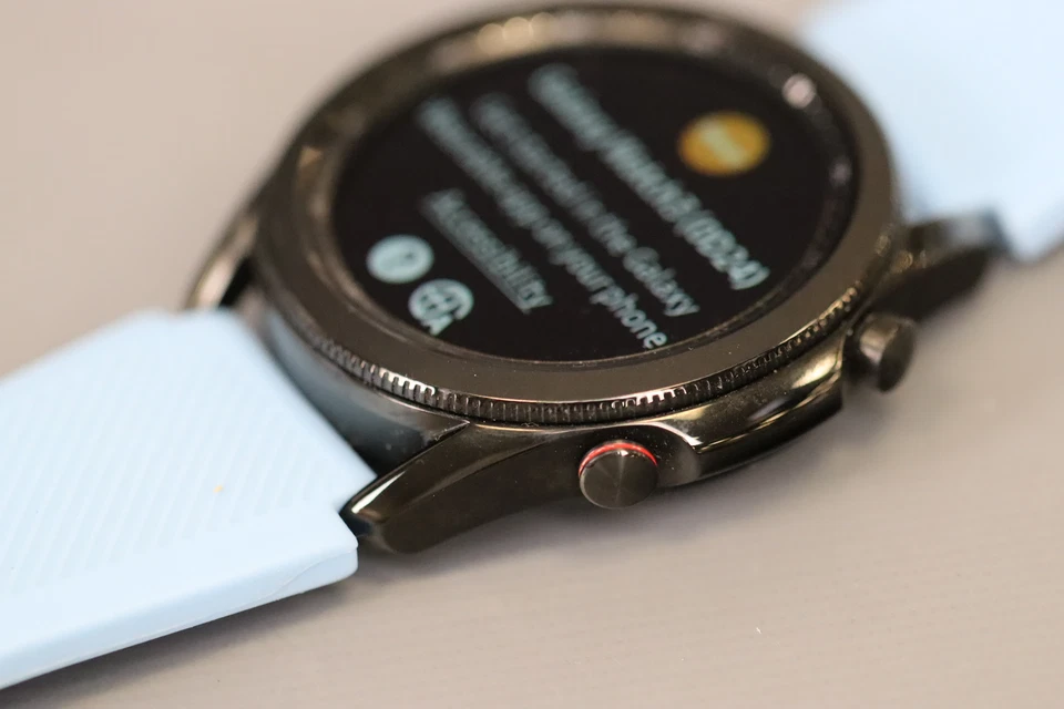 SAMSUNG Galaxy Watch 3 45mm Mystic Black BT - SM-R840NZKAXAR (Light blue strap) - Image 2 of 4