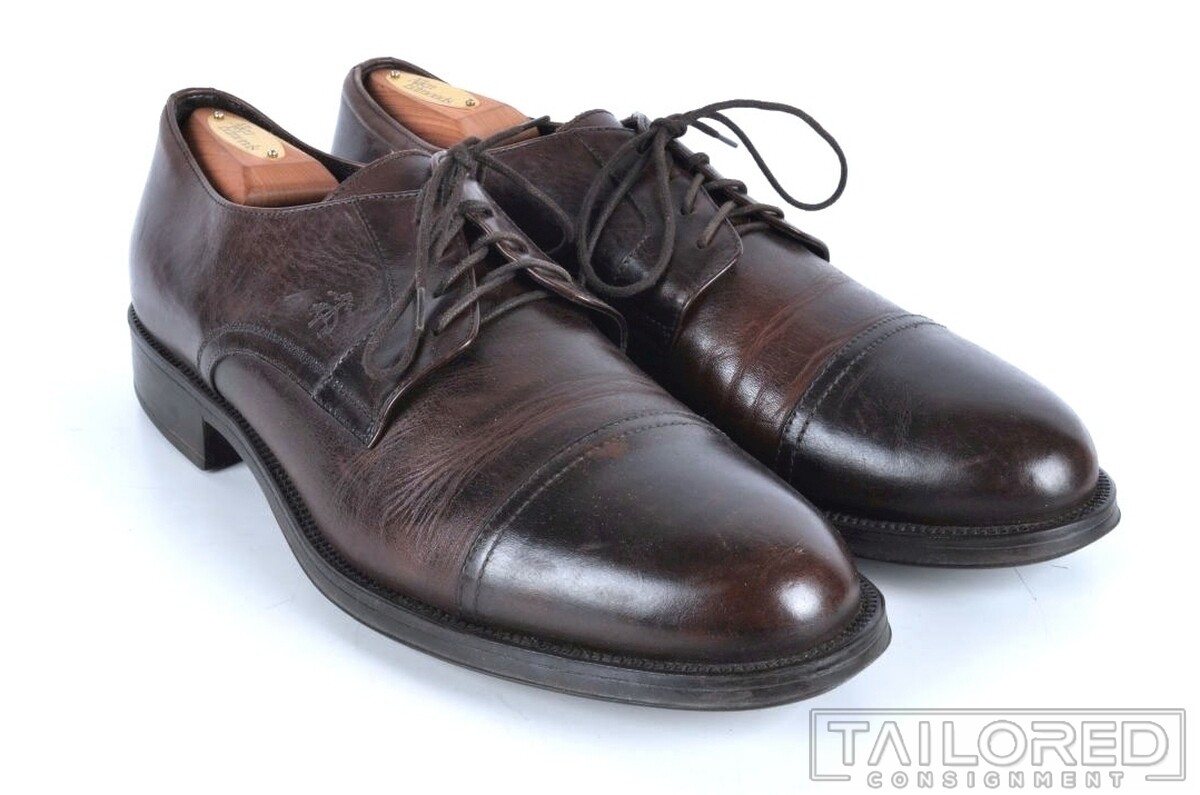 Brooks Brothers Oxfords Mens 12 Brown Leather Pain Toe Dress Shoes Italy Cognac Brown  main image 3
