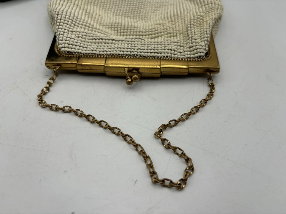 Whiting & Davis ар-деко кремовая эмаль бахрома сетки сумочки сумка Hollywood regency - Изображение 4 из 4