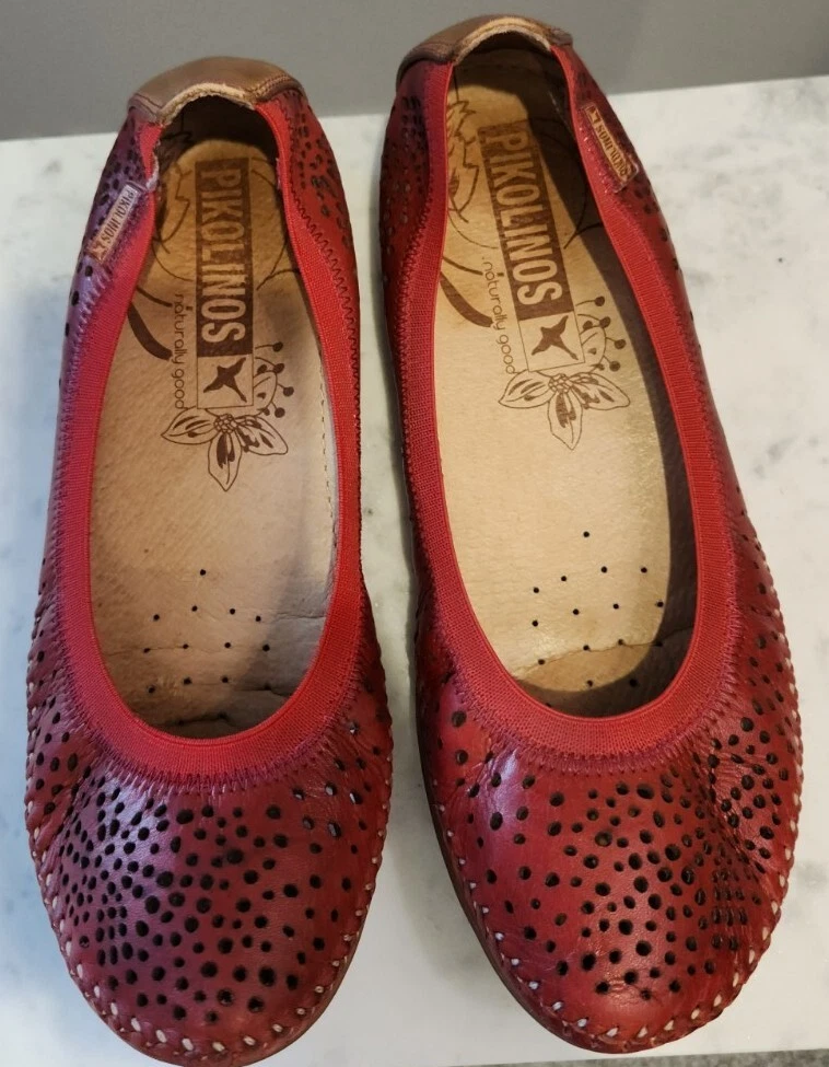Pikolinos Red Leather Ballet Flats. Women s Size 6.5 7 EU 37