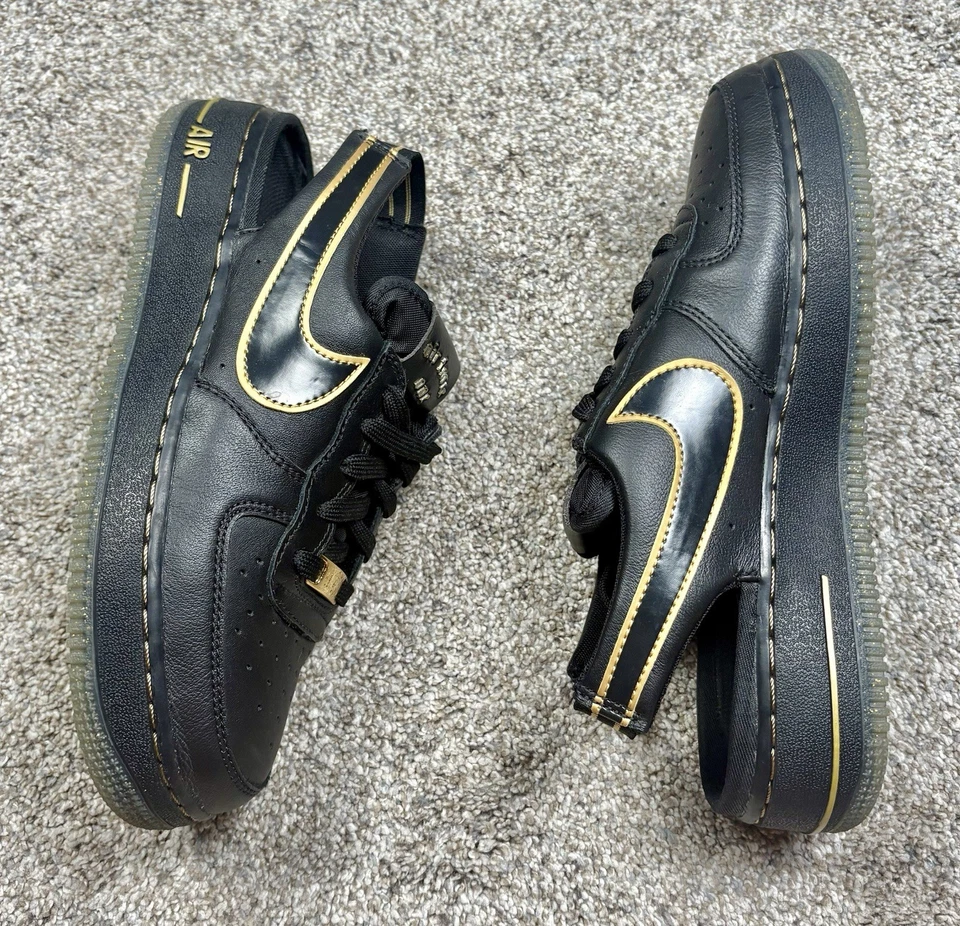 Nike Air Force 1 VTF GS Black Metallic Gold Slip-On Sandal CJ7158-001 Size 6Y - Image 2 of 4