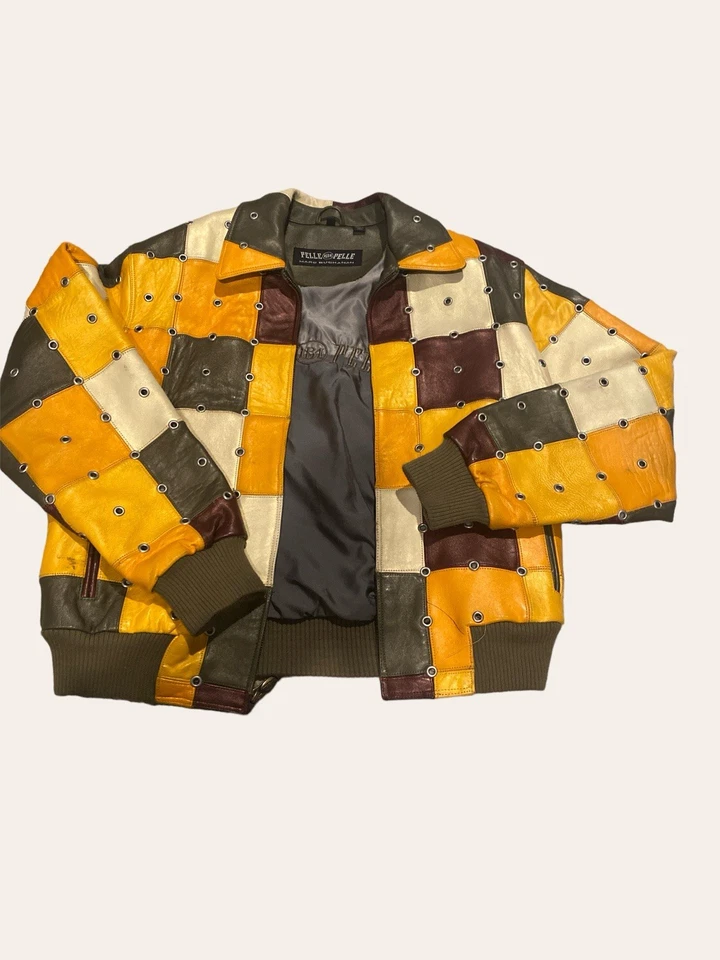 Jaqueta de Couro Vintage Pelle Pelle Patchwork – Uma Verdadeira Peça de Declaração - Imagem 4 de 4