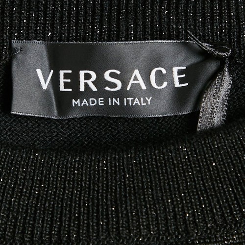Versace Kids Black Lurex Knit Medusa Embellished Sweatshirt 8 Yrs - Picture 4 of 8
