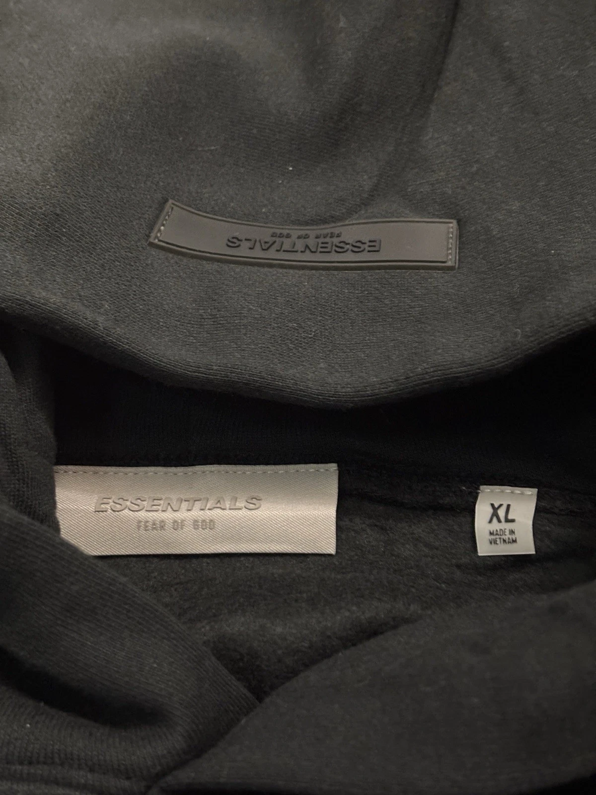 Taglia XL Fear Of God Essentials Felpa con Cappuccio Nera Elasticizzata Limousine 100% Autentica Nuova con etichette