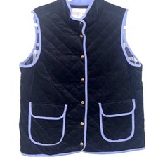 Vintage Button Front Country Plaid Y2KCorduroy Quilted Vest Jacket Size Lg