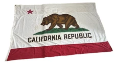 Vtg California Republic American State Bear Vintage Cotton Banner Flag