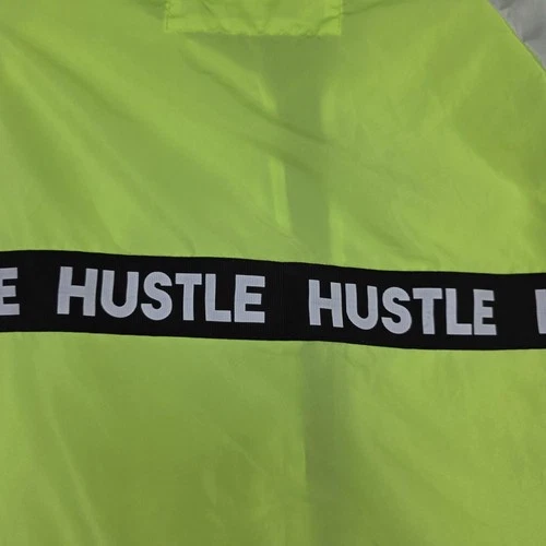 rue21 Jacket Mens Large Neon Yellow White Hooded Full Zip Windbreaker Hustle image 14