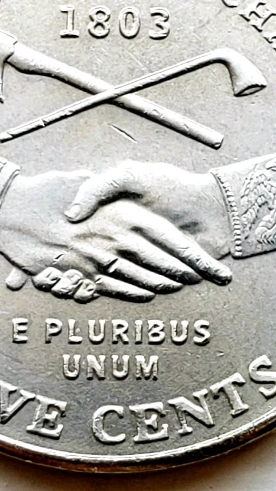 2004 P Jefferson Nickel Louisiana Purchase 2 Errors LI & Wedding Ring On Finger. - Image 4 of 4