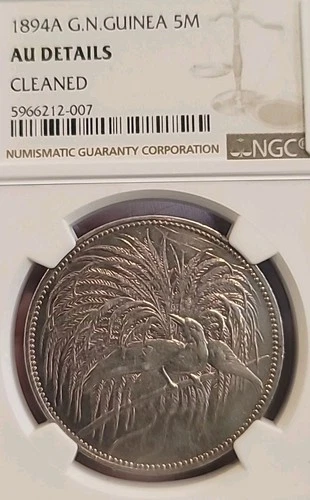German New Guinea 1894 5 Marks Bird Of Paradise NGC High Grade Low Mintage Rare