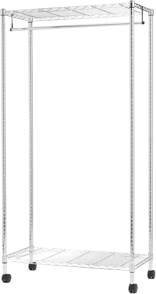 Garment Rack Clothes Rail Chrome Hanging Organizer with Shelves 89x45x180cm - Image 2 of 4