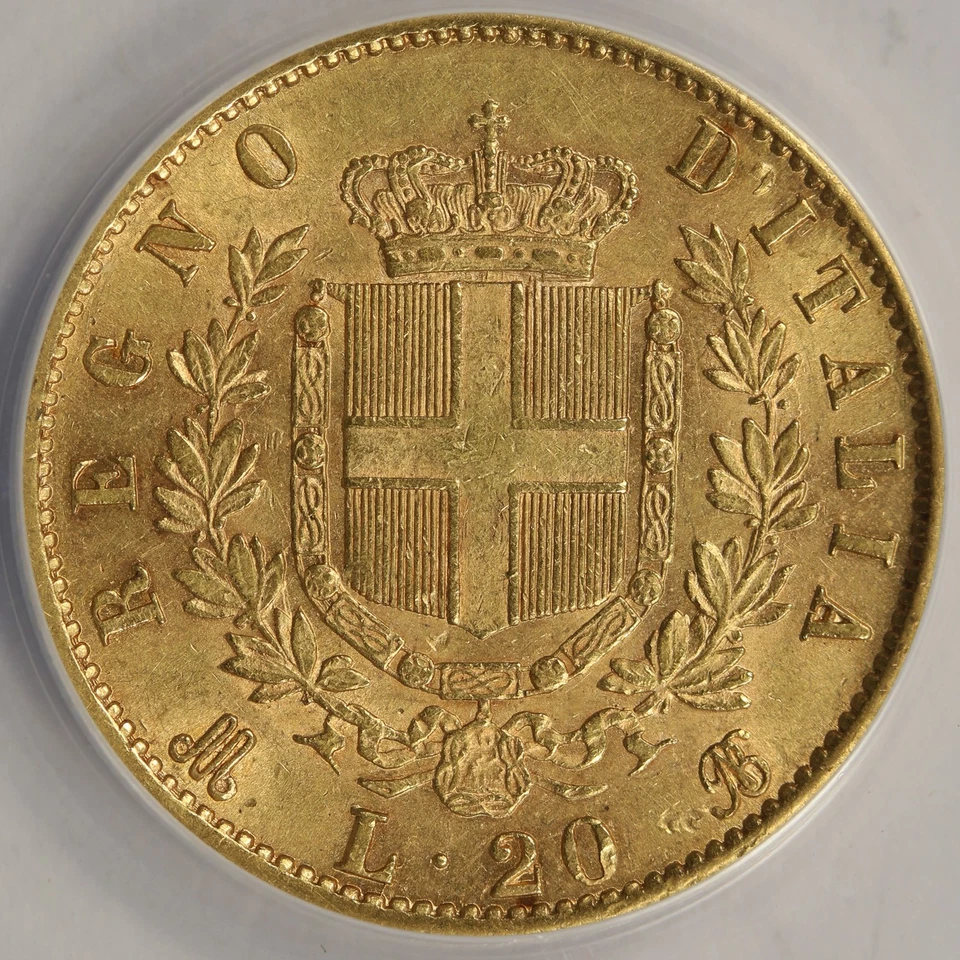 1874-M BN Italy Gold 20 Lire ANACS EF40 - Image 4 of 4