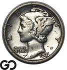 1921 Mercury Dime *Significant Key Date* Choice XF Bids: 575