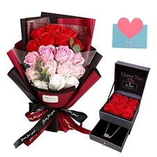 EIGHTOWN Roses Bouquet Artificial Flower - Preserved Red Rose Pink and Red