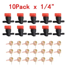 (10) 1/4" In-Line Straight Fuel Gas Shut-off / Cut-off Valves Petcock Motorcycle