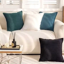 Corduroy Throw Pillowcase Set of 2 | Soft Accent Cushion Covers for Livingroom