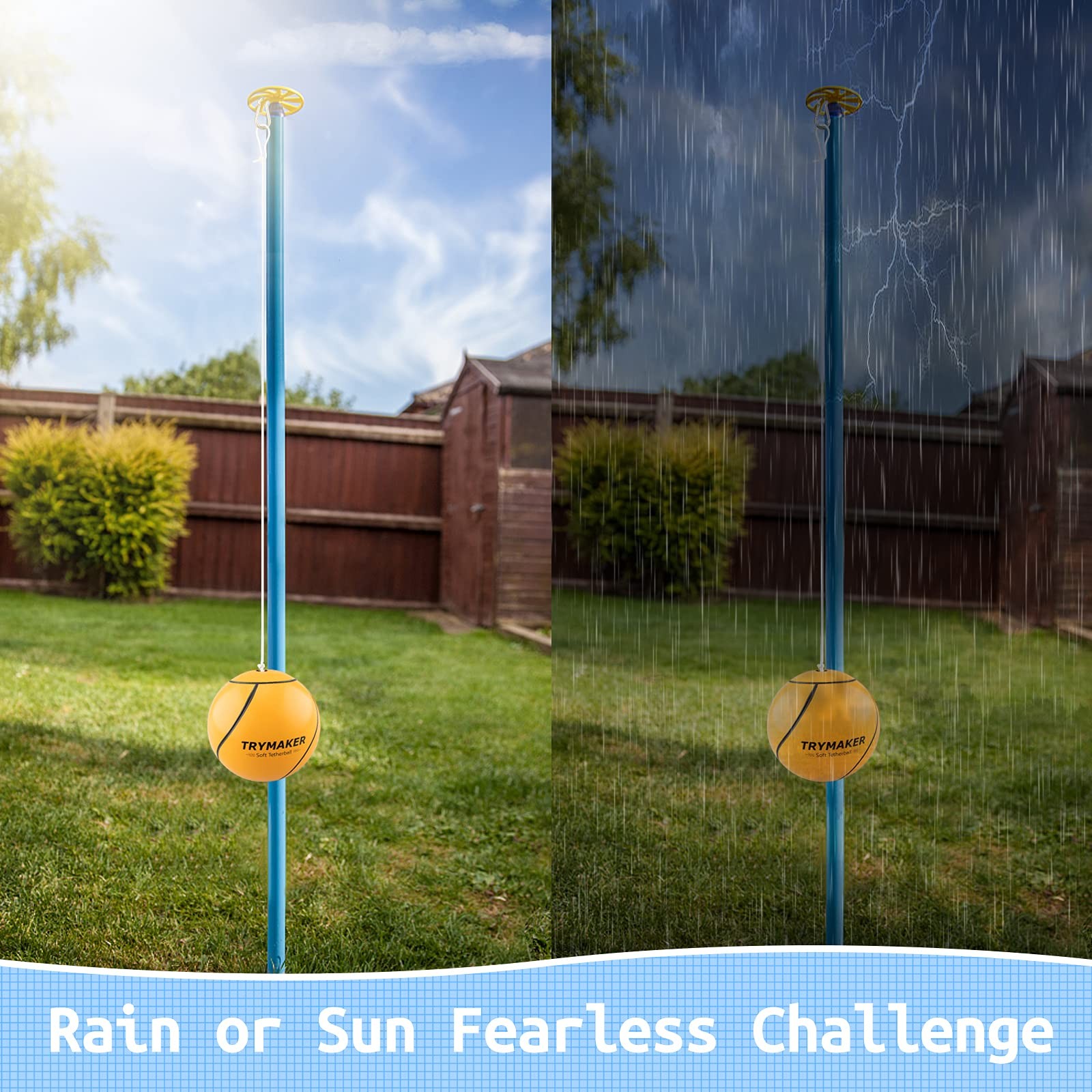 	Trymaker Tetherball Tether Balls and Rope Set Replacement Tetherball for Kids	