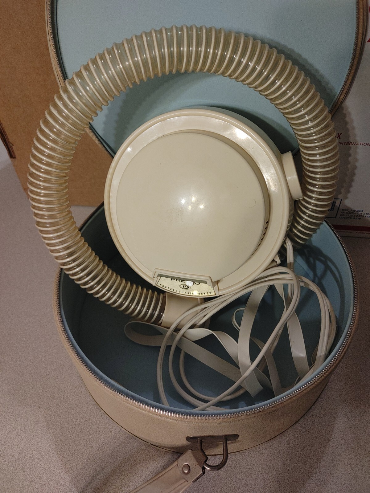 Vintage Portable Presto Hair Dryer w/Case Model LPO7A. Tested