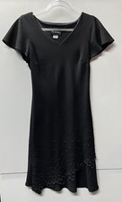 Vtg S. L. Fashions Women's Size 6 Black Beaded Short Sleeve Evening Dress USA