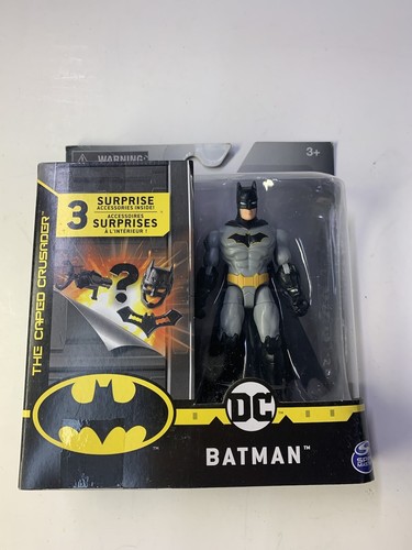 DC• The Caped Crusader• Batman-Black Emblem Gray Suit• 4”Figure• Spin Master New - Picture 6 of 6